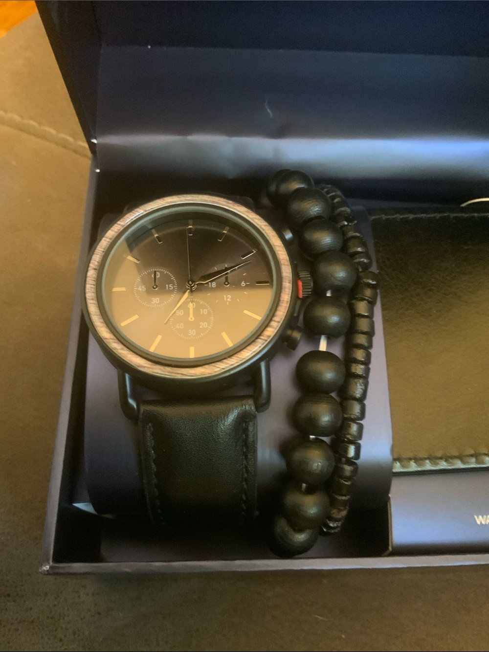 Bon Voyage Men's Black Watch, Bracelet & Wallet Gift Set